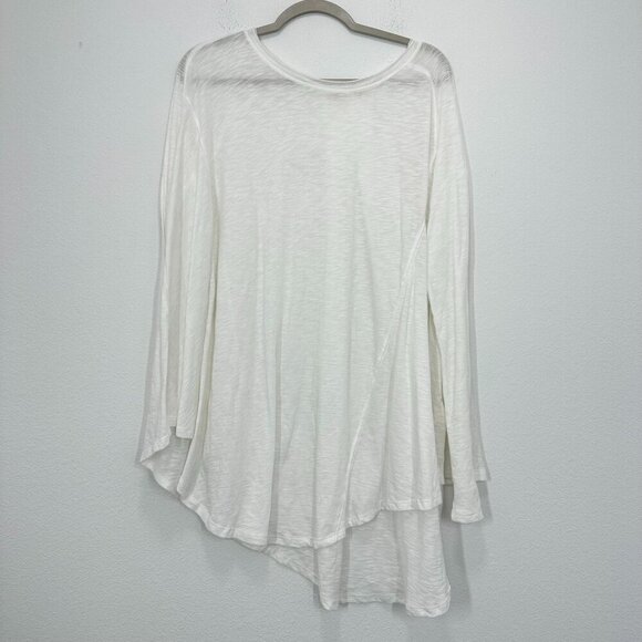 We The Free Size Medium Semi Sheer Gauzy White Crewneck Longsleeve Asymmetrical - Picture 1 of 5